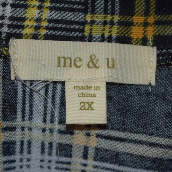 me & u me&u  Women's Sz 2X Black Gold Plaid CARDIGAN Duster -EXCELLENT CONDITION - Picture 3 of 6